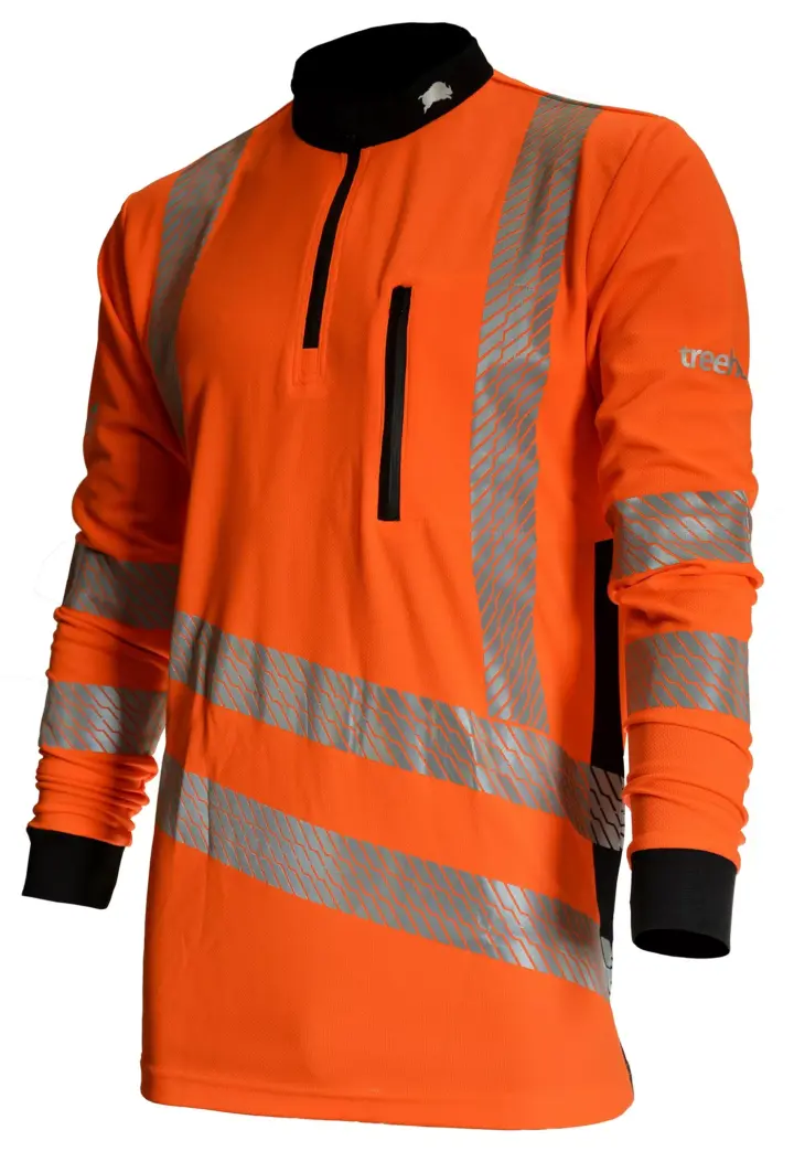 Treehog Polo Long Sleeve Shirt - Hi-Vis Orange 1 Treehog Polo Long Sleeve Shirt - Hi-Vis Orange