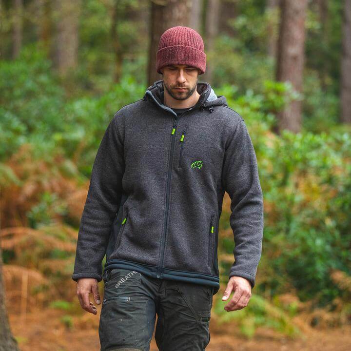 Arbortec Yeti Knitted Lined Grey Fleece Hoodie Jacket