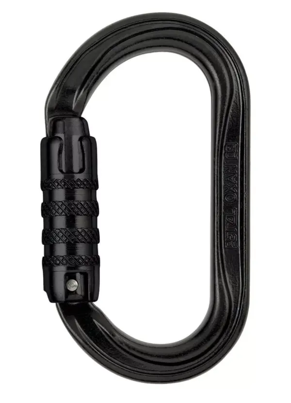 Petzl OXAN Steel Oval Black Triact Lock Karabiner